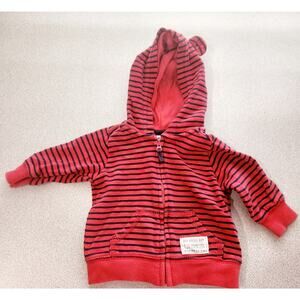 Carter's Red Blue Striped Baby Boys Hooded Jacket with Ears 3 Month